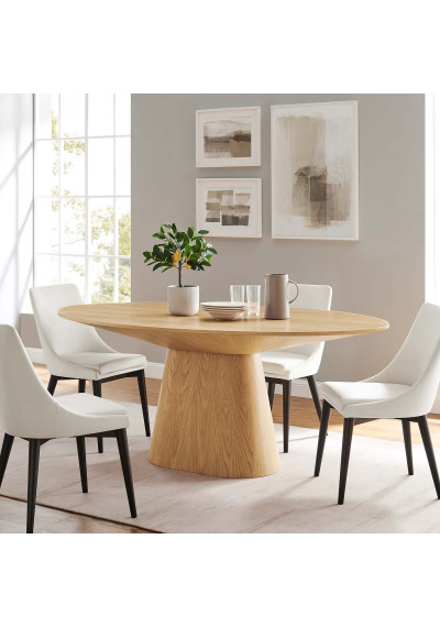 Modern Design Oak Color Oval Dining Table 